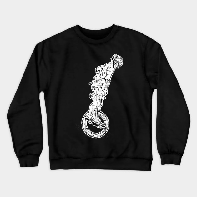 Crazy Offroad Unicycle Mountain Bike Downhill Hero Crewneck Sweatshirt by FancyTeeDesigns